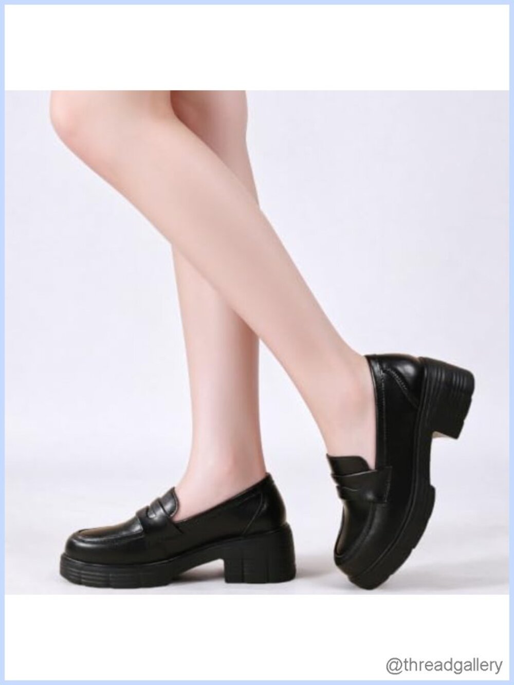 Penny Loafers Slip On Chunky Platform Heel Leather Women's Shoes - Picture 3 of 6